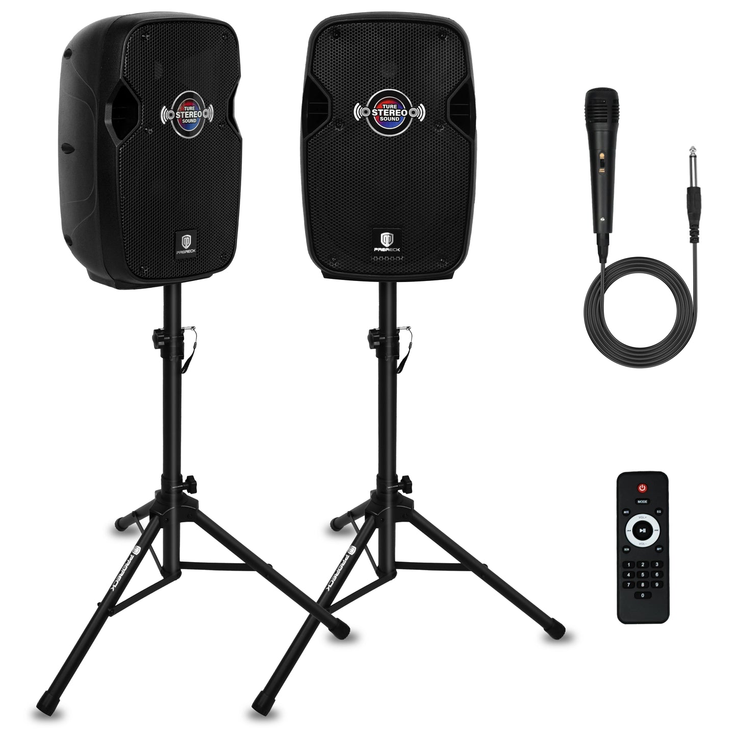 PRORECK Impact 10: 10" 800W Portable PA Speaker System with Bluetooth, Microphone, Stands & Remote for Karaoke, DJ Parties