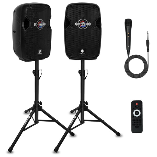 PRORECK Impact 10: 10" 800W Portable PA Speaker System with Bluetooth, Microphone, Stands & Remote for Karaoke, DJ Parties