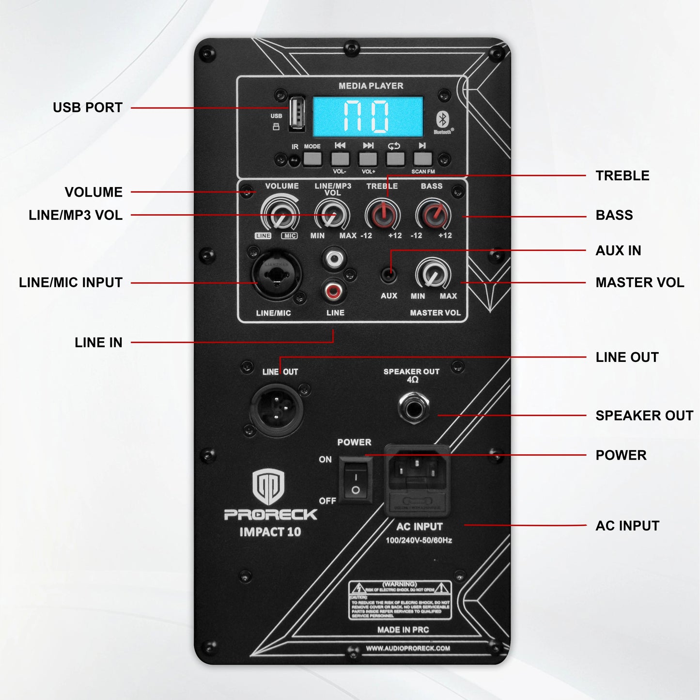 PRORECK Impact 10: 10" 800W Portable PA Speaker System with Bluetooth, Microphone, Stands & Remote for Karaoke, DJ Parties